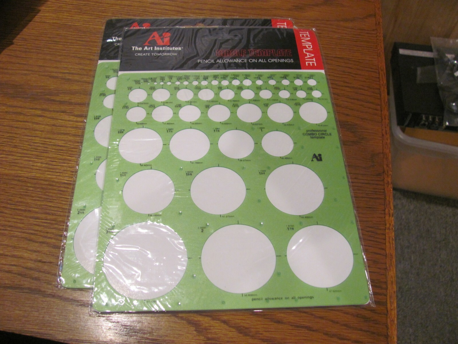 Art Institute Circle Template 45 Circles Transparent Green From 1/16″ to 2 1/4″