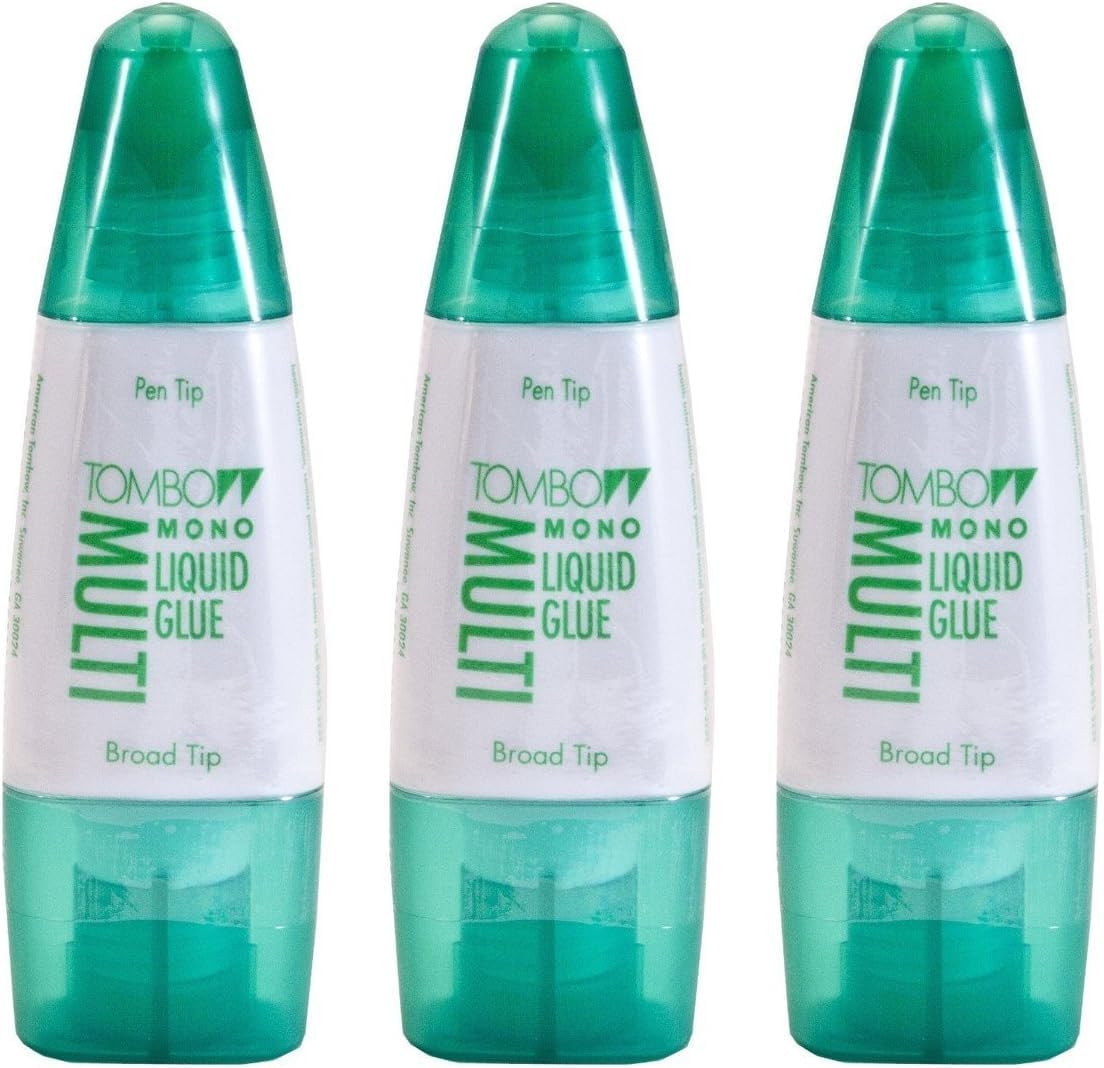 Tombow Mono Multi Liquid Glue (3 Pack) – Clear, Low Viscosity, Dries Clear