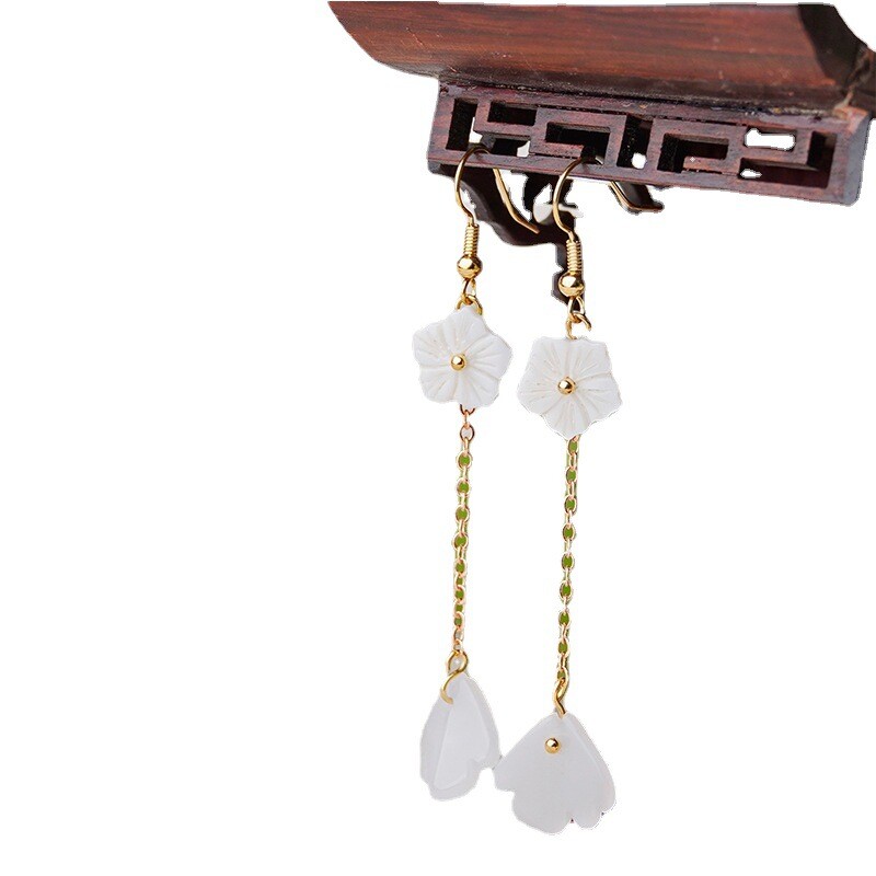 China Conch/Coloured Glaze Flower Gild Tibetan Style Vogue Earbob Earrings