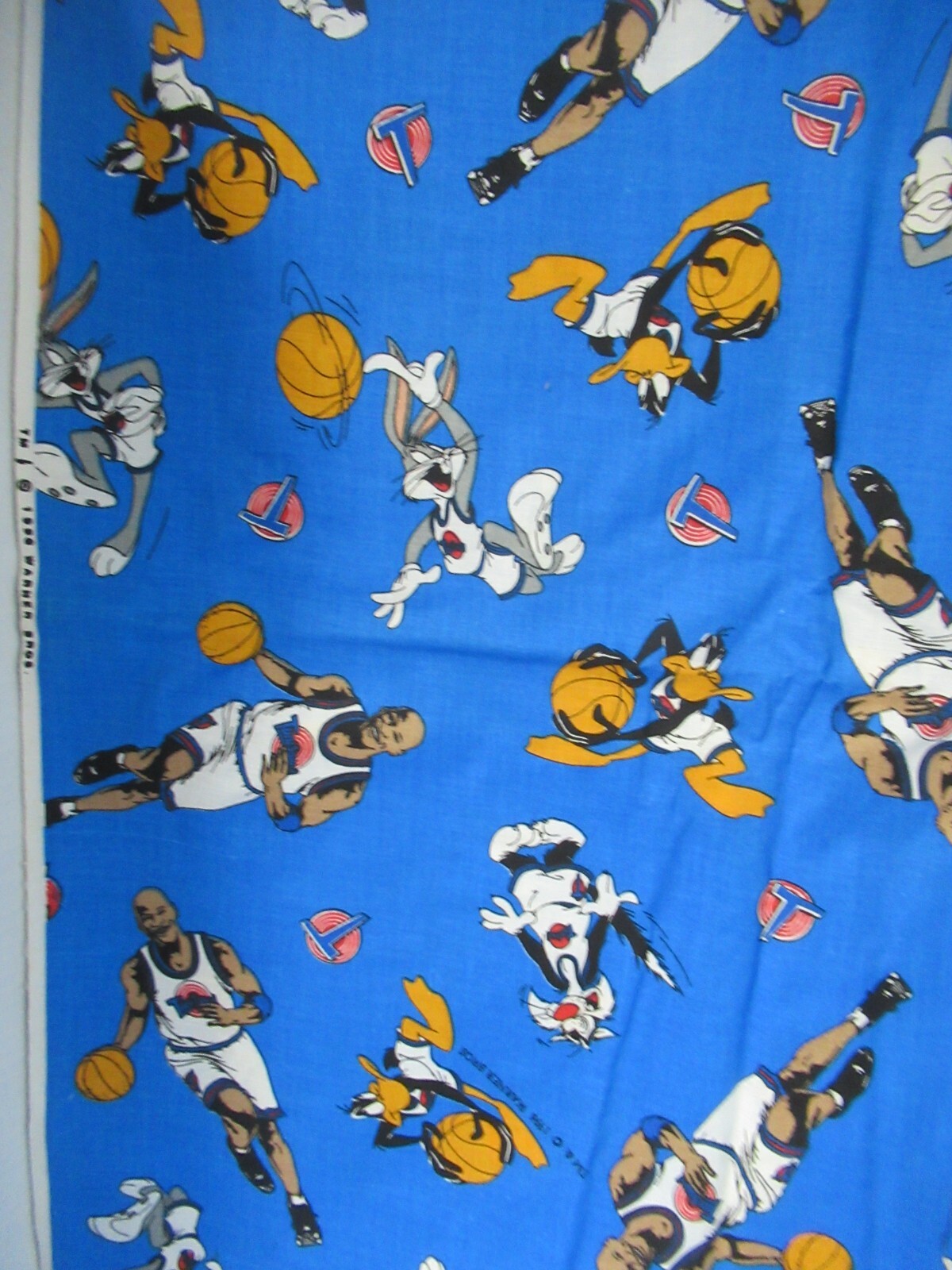 VTG 1996 SPACE JAM Warner Bros COTTON FABRICS Looney Tunes Bugs, Jordan SBTY X