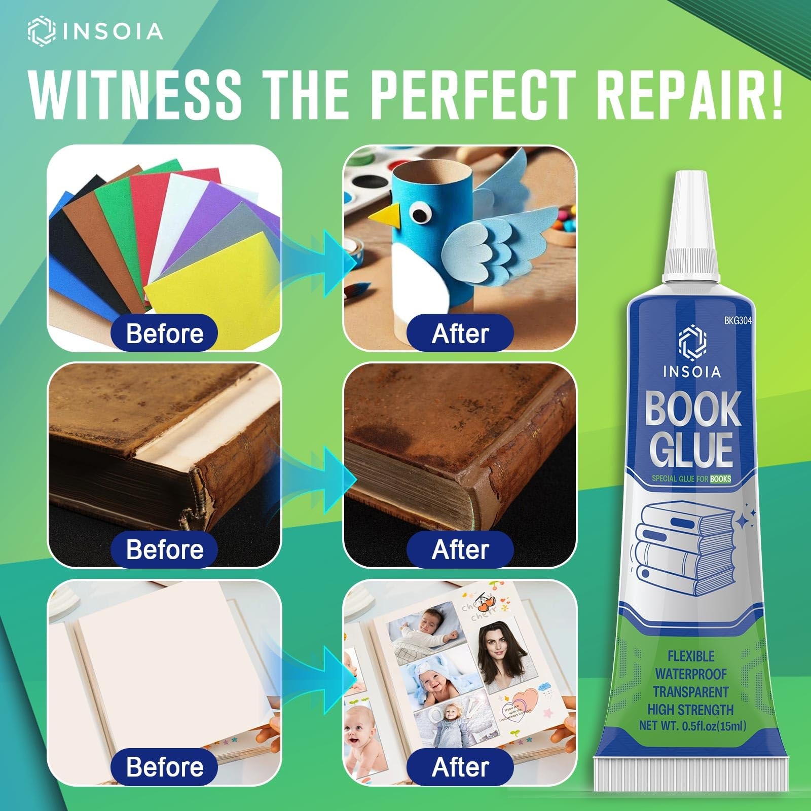 Book Glue, 15ML x 2 Adhesive, Clear Binding 15ml x 2, x 2