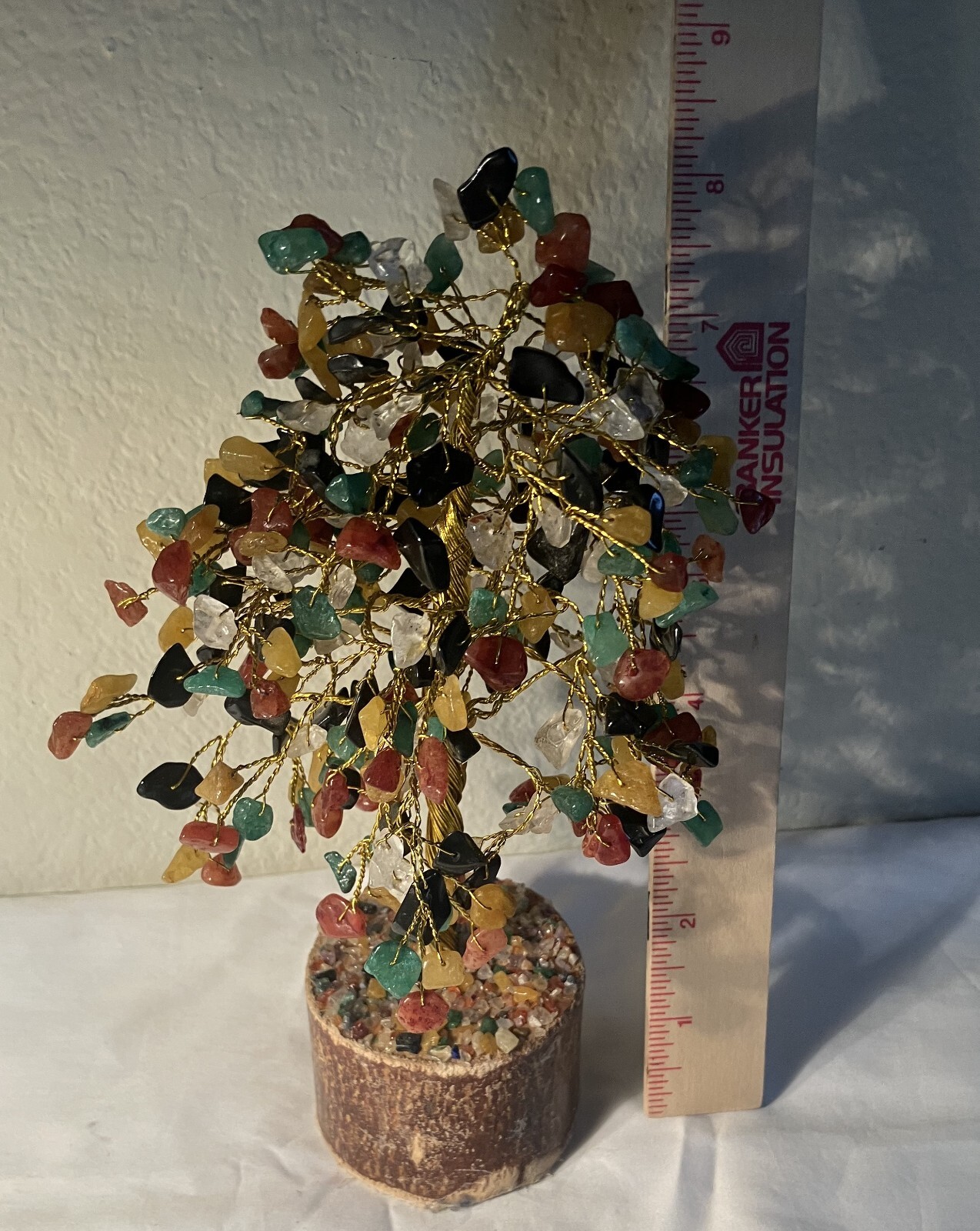 Handmade Multicolor Jade Bonsai Tree Wood Base 9″ x 5″