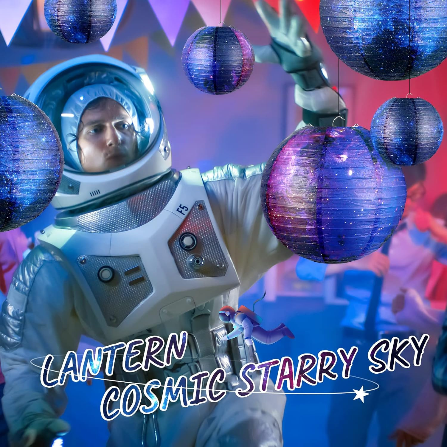 20 Pieces Galaxy Print Paper Lanterns Chinese Japanese Lanterns Space Themed Han