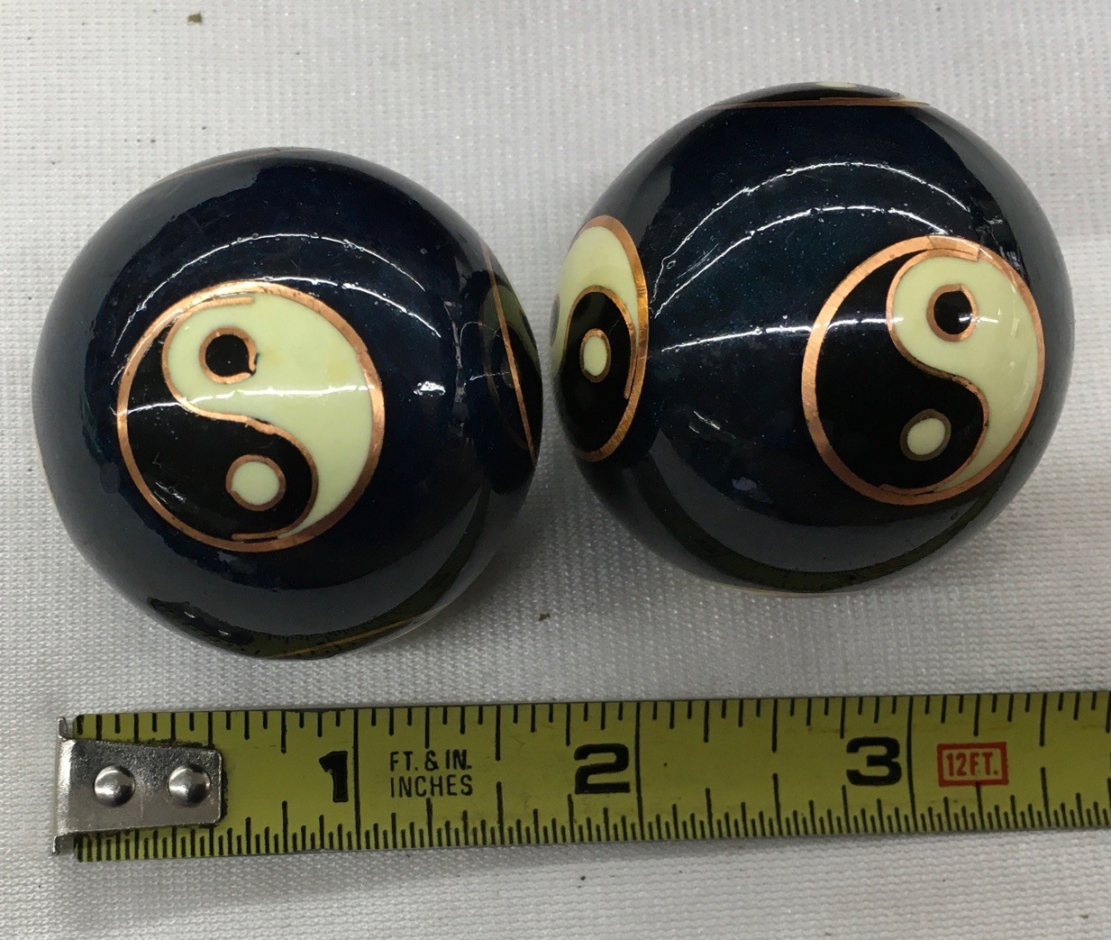 Vintage Chinese Baoding Iron Meditation Balls Dragon Health Stress Relief