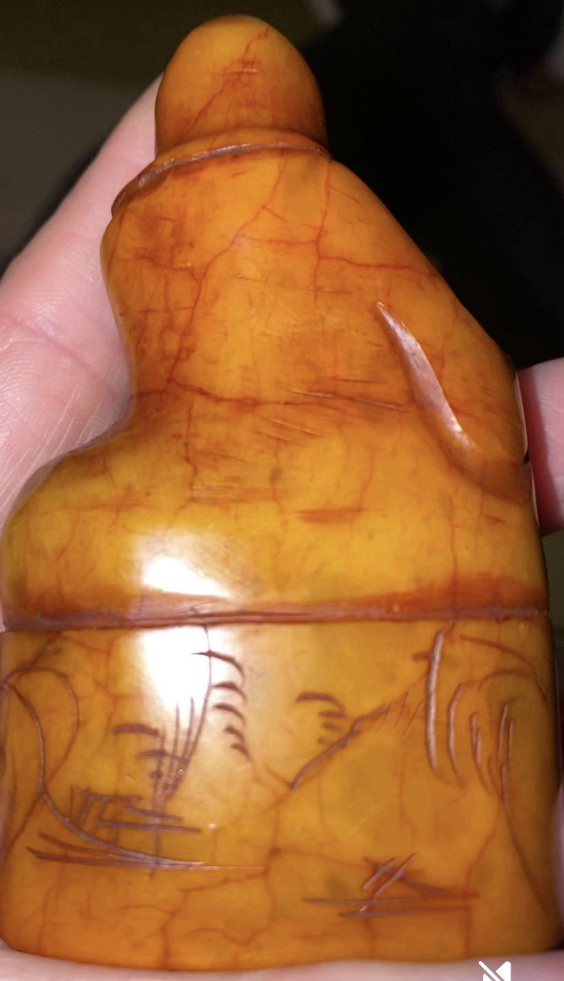 Chinese Carved Stone Seal Inscription SHELLEY Porcelain Scholar Set 1950s-80s