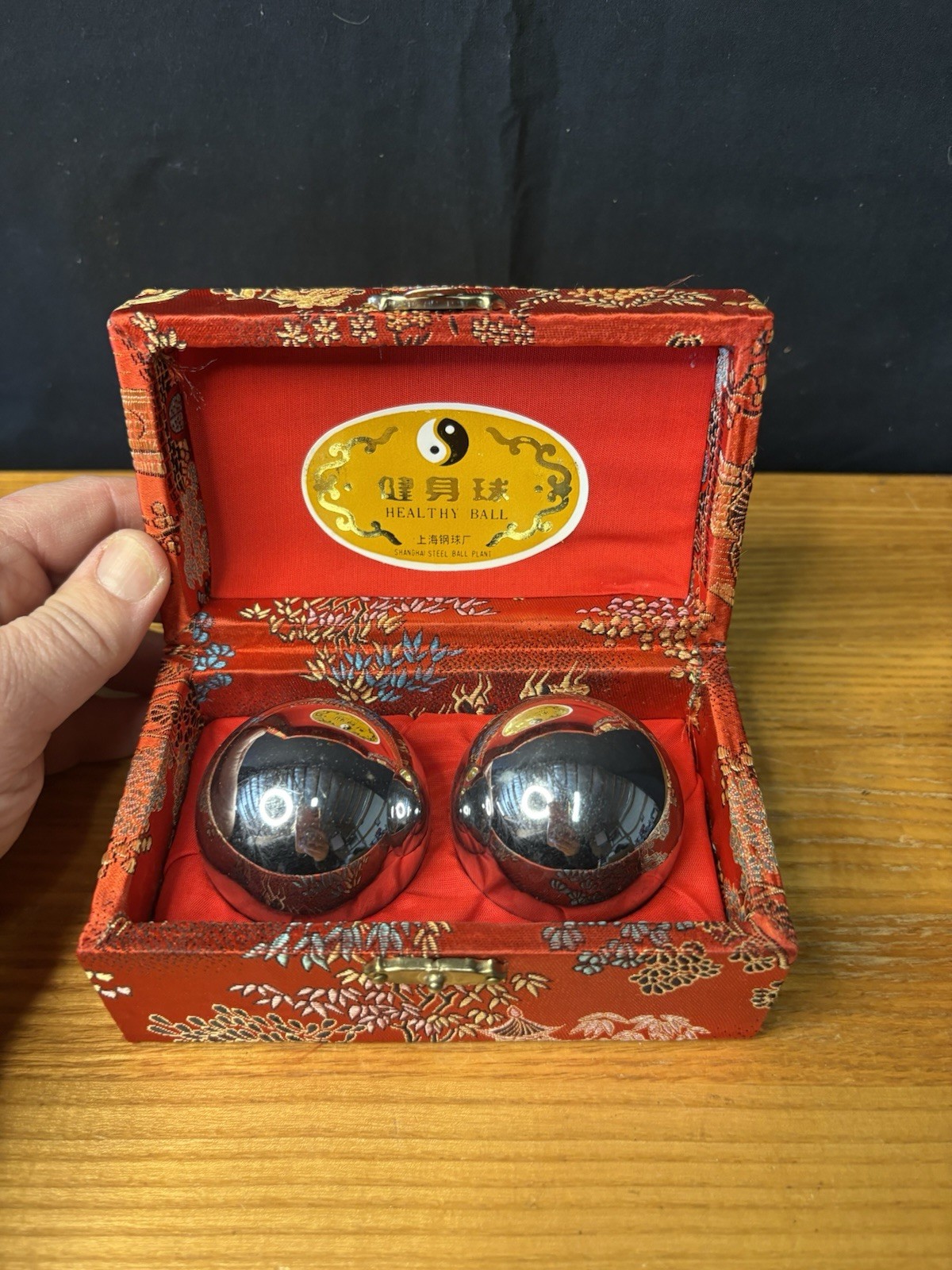 Vintage Shou Xing Chinese Boading Iron Balls ~ Chiming Meditation Wellbeing