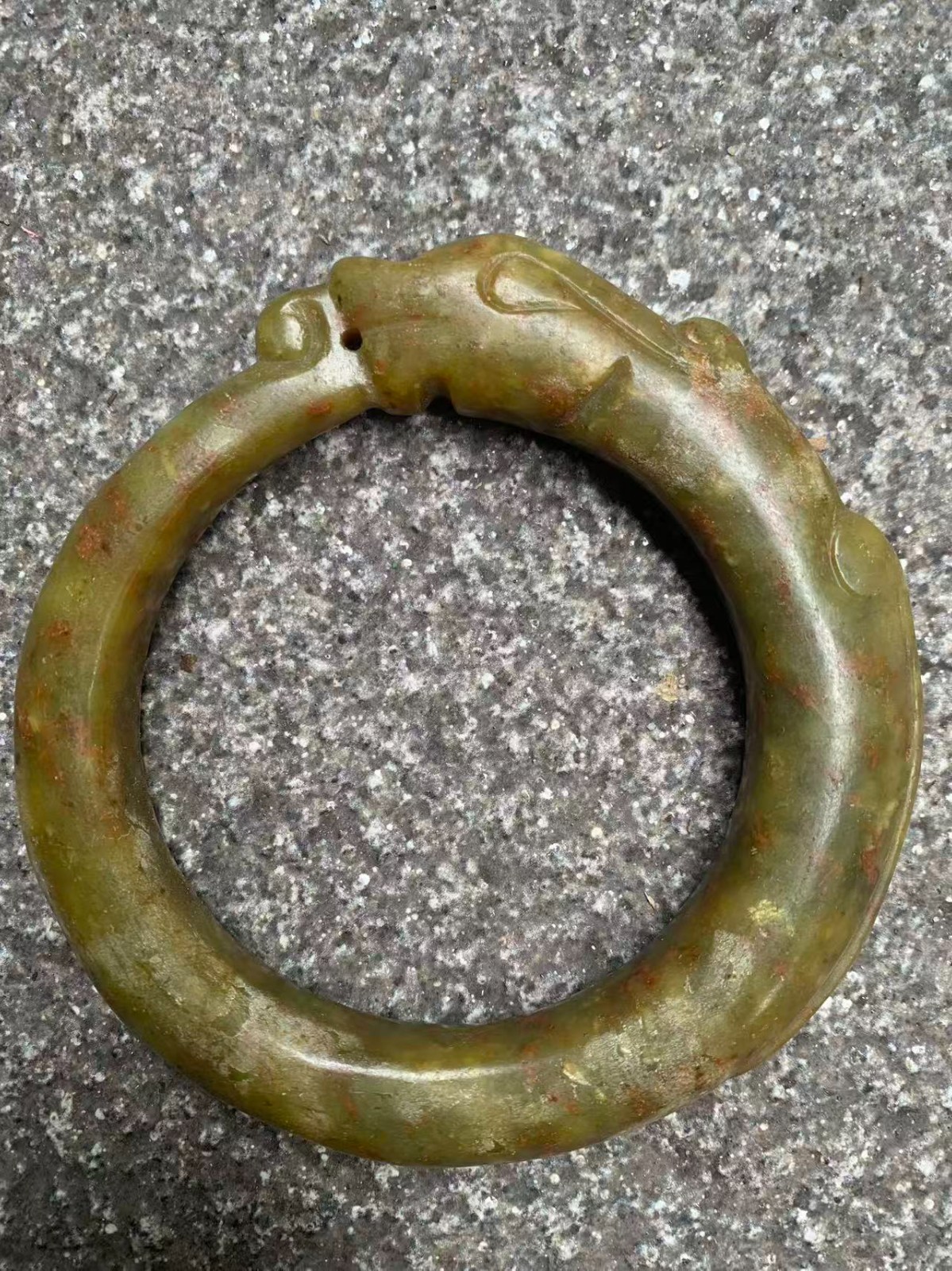 Large Rare Chinese Old Jade Hand Carved *Dragon* Bangle Bracelet !!!