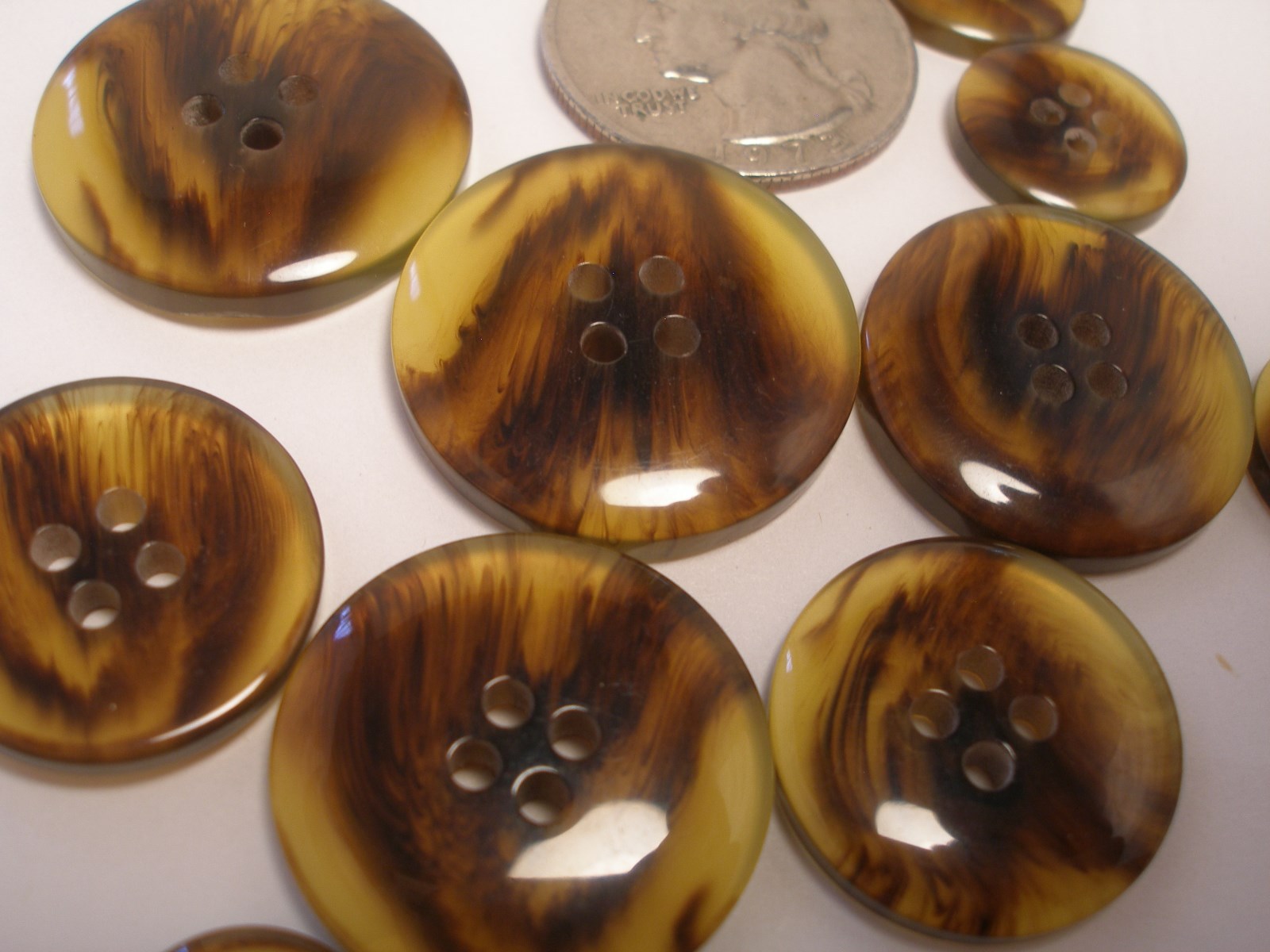 Imitation Amber brown Tortoise Shell Buttons size 1 in, 7/8, 3/16, 5/8, 1/2 #T1