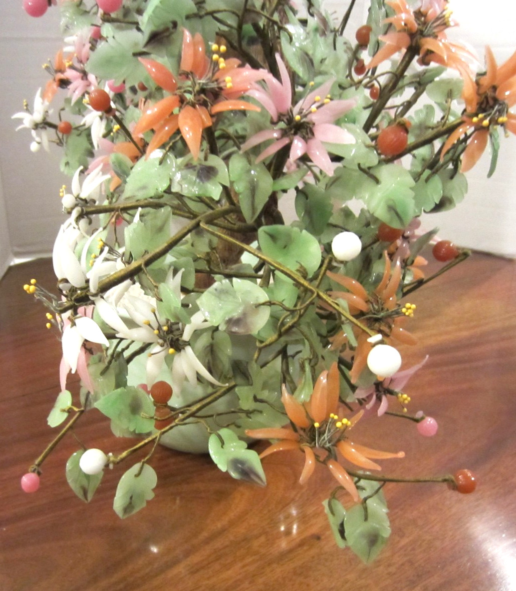 spectacular vintage multi-color flowering glass bonzai tree 31 ” long