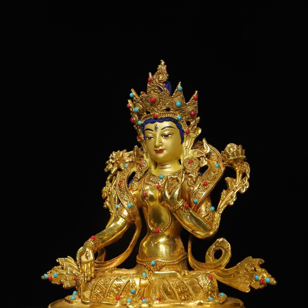 Bronze gilded painted statue of the Longevity Buddha