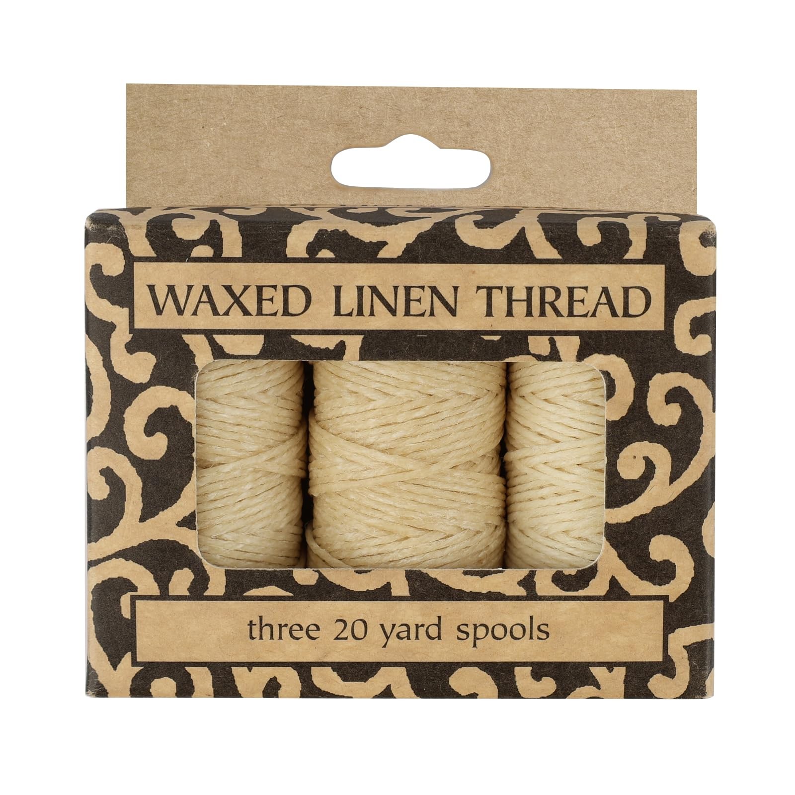 Waxed Genuine Linen Thread 20 Yards Pack of 3 Spools Natural BBHM208