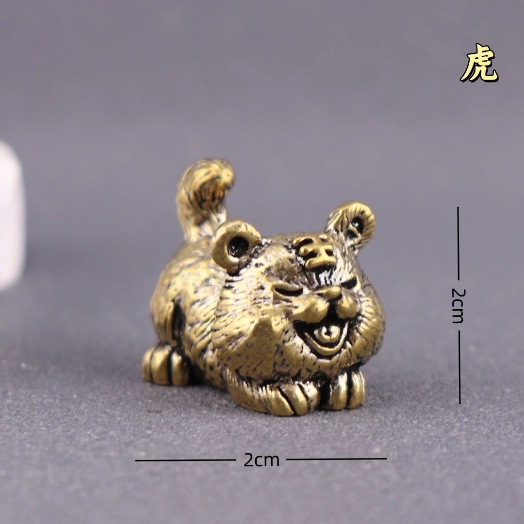12 pcs Brass Chinese Zodiac Ornament Set Pure Copper 12 Animal Craft Decor