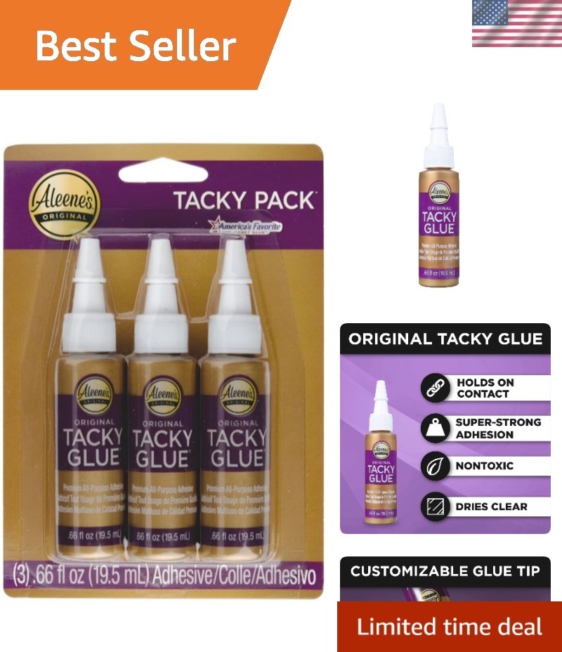 Aleene’s Tacky Glue 0.66 oz 3-Pack – Instant-Grabbing Craft Adhesive