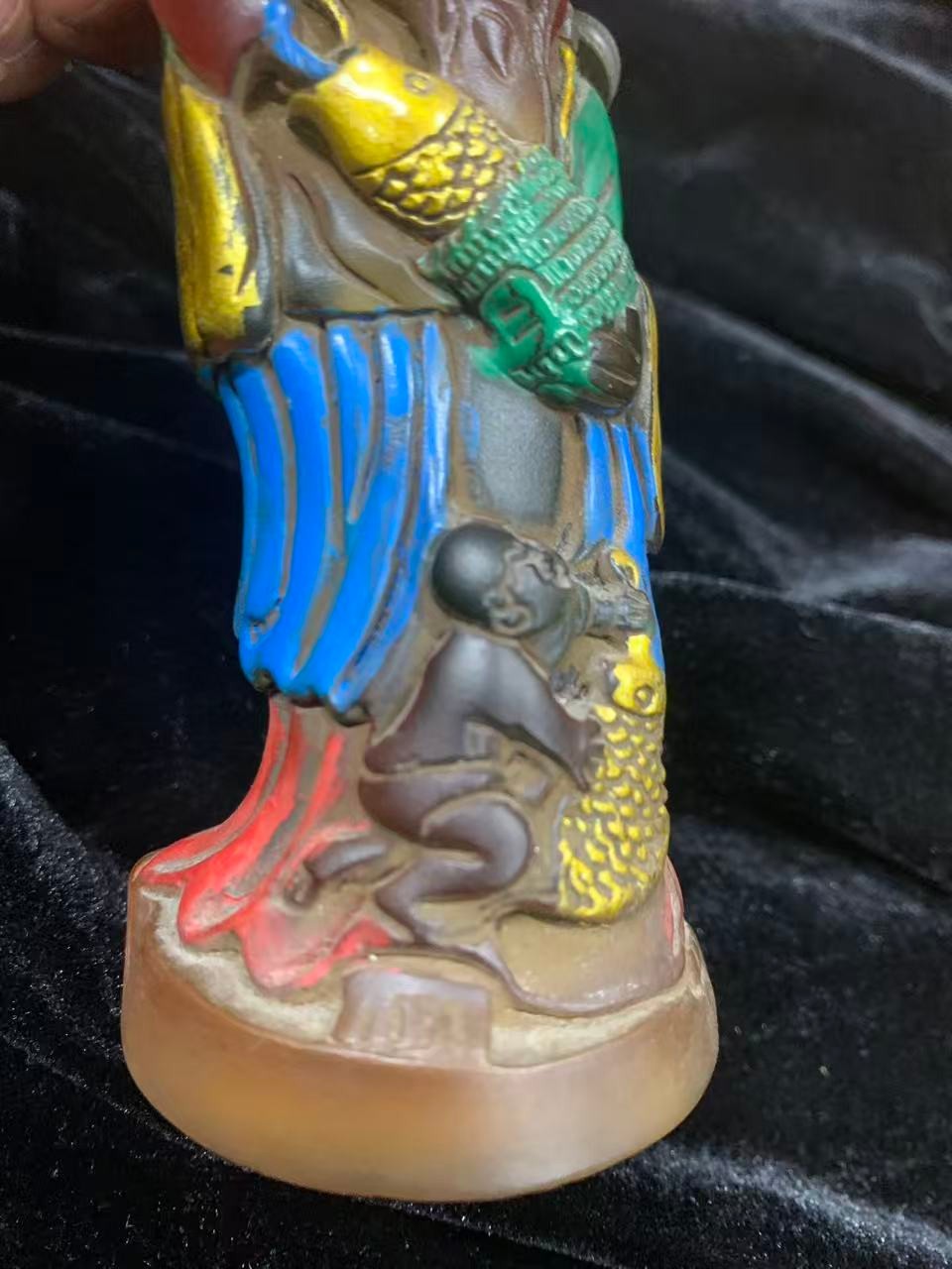 Excellent Pure Chinese Old Coloured Glaze Hand Made *Fisherman* Bottle