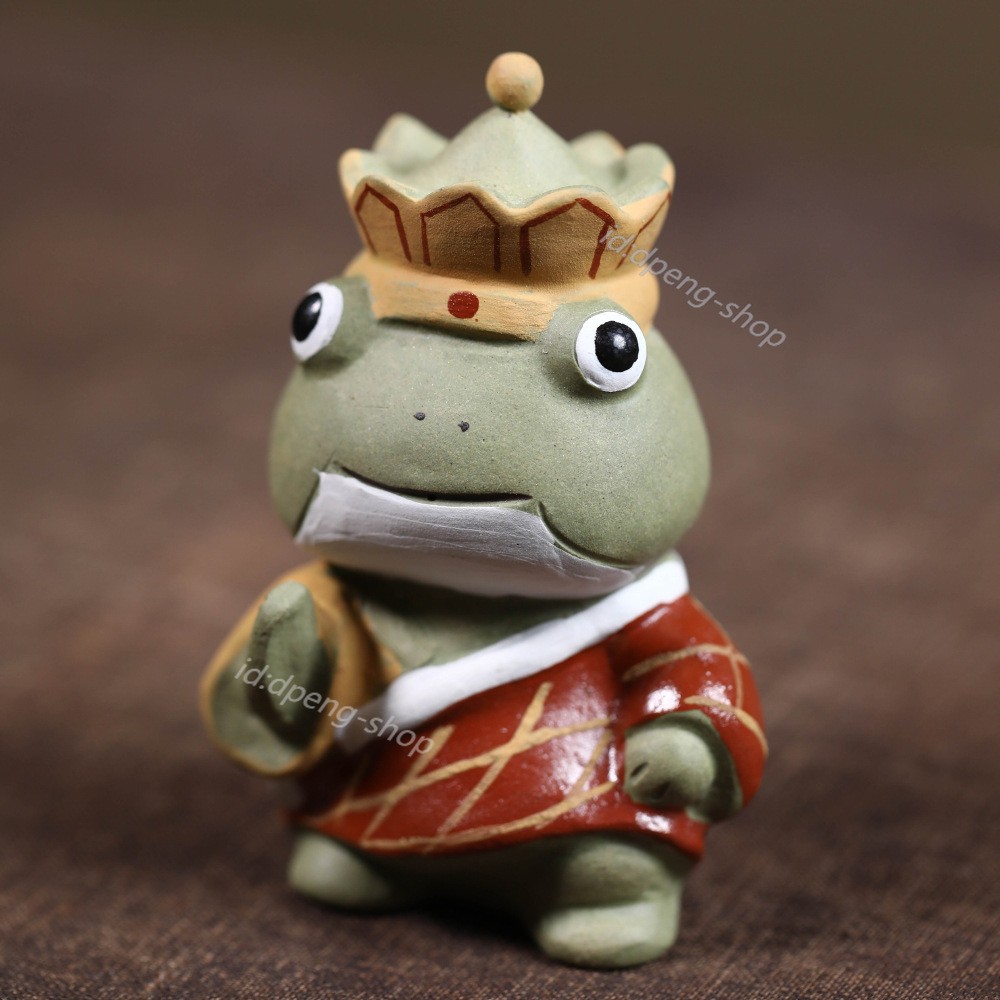 3″ China Yixing Zisha Handmade Squat Tang Monk Cartoon Frog Dharma Mudra Tea Pet