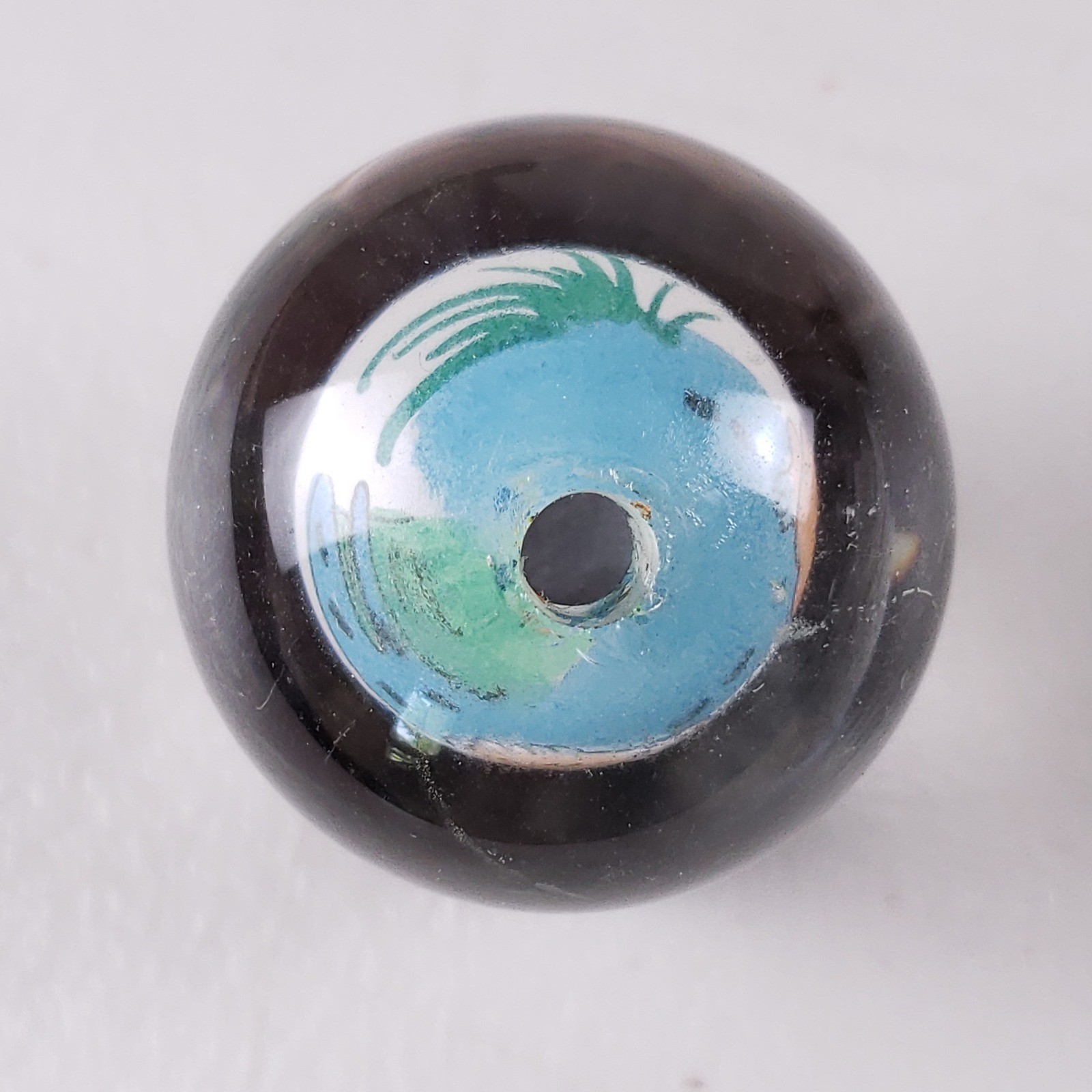 Vintage Chinese Hand Painted Tiger Glass Orb Sphere with Wood Stand and Box