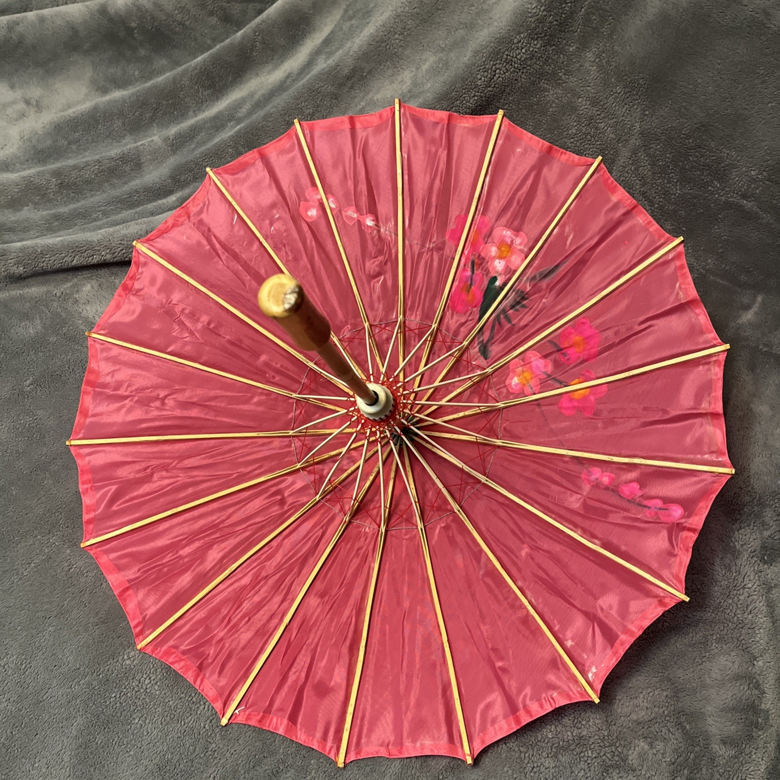 Chinese Pink Floral Umbrella Decor See Description