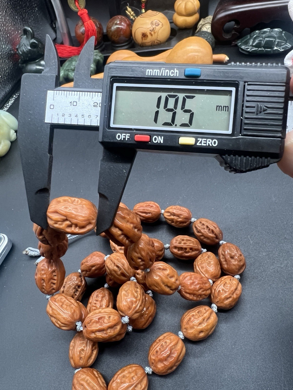 15×15×19.5mm Chinese Jujube-Shaped Small Walnut Collection Necklace 36颗野生小秋子枣珠脖挂
