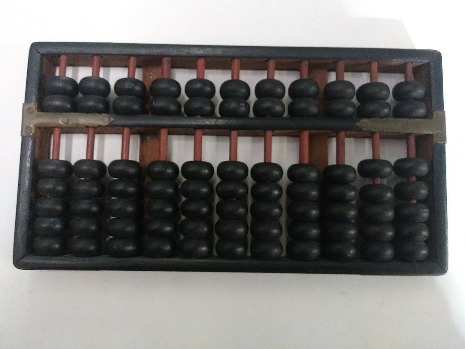 Vintage Wood Abacus 9 x 5 – 11 rows Chinese Brass Wood VINTAGE