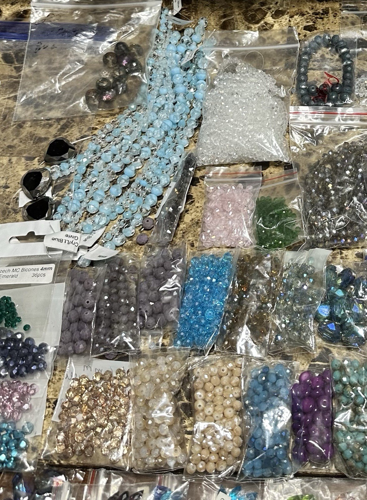 Large 65+ bag Lot Fire Polished Czech Glass Fire Polish Beads 8-4mm New!