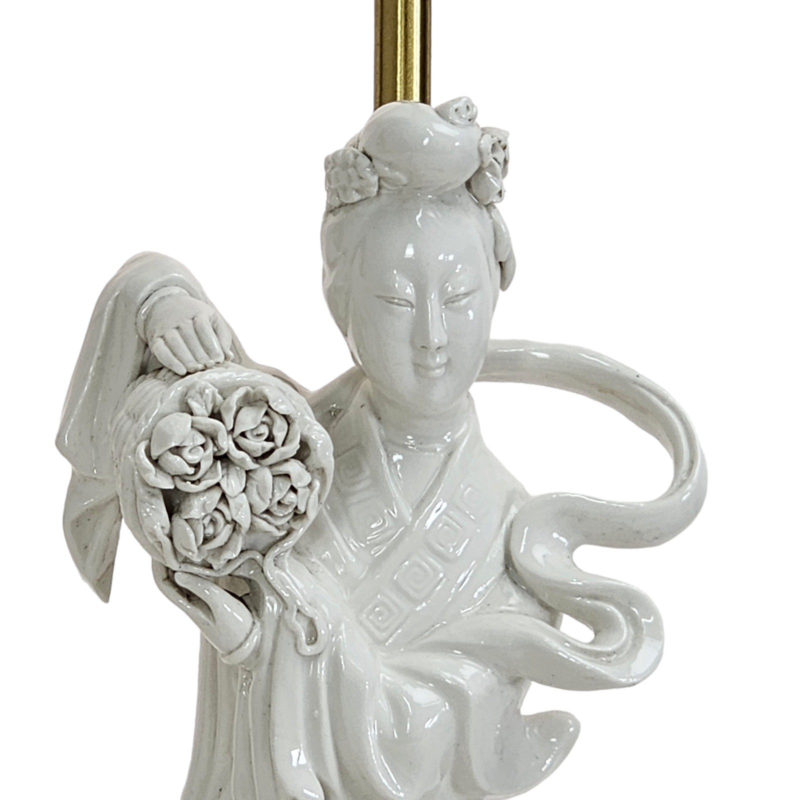 Vintage Chinese Blanc De Chine Porcelain Guanyin Kwanyin Figurine Lamp