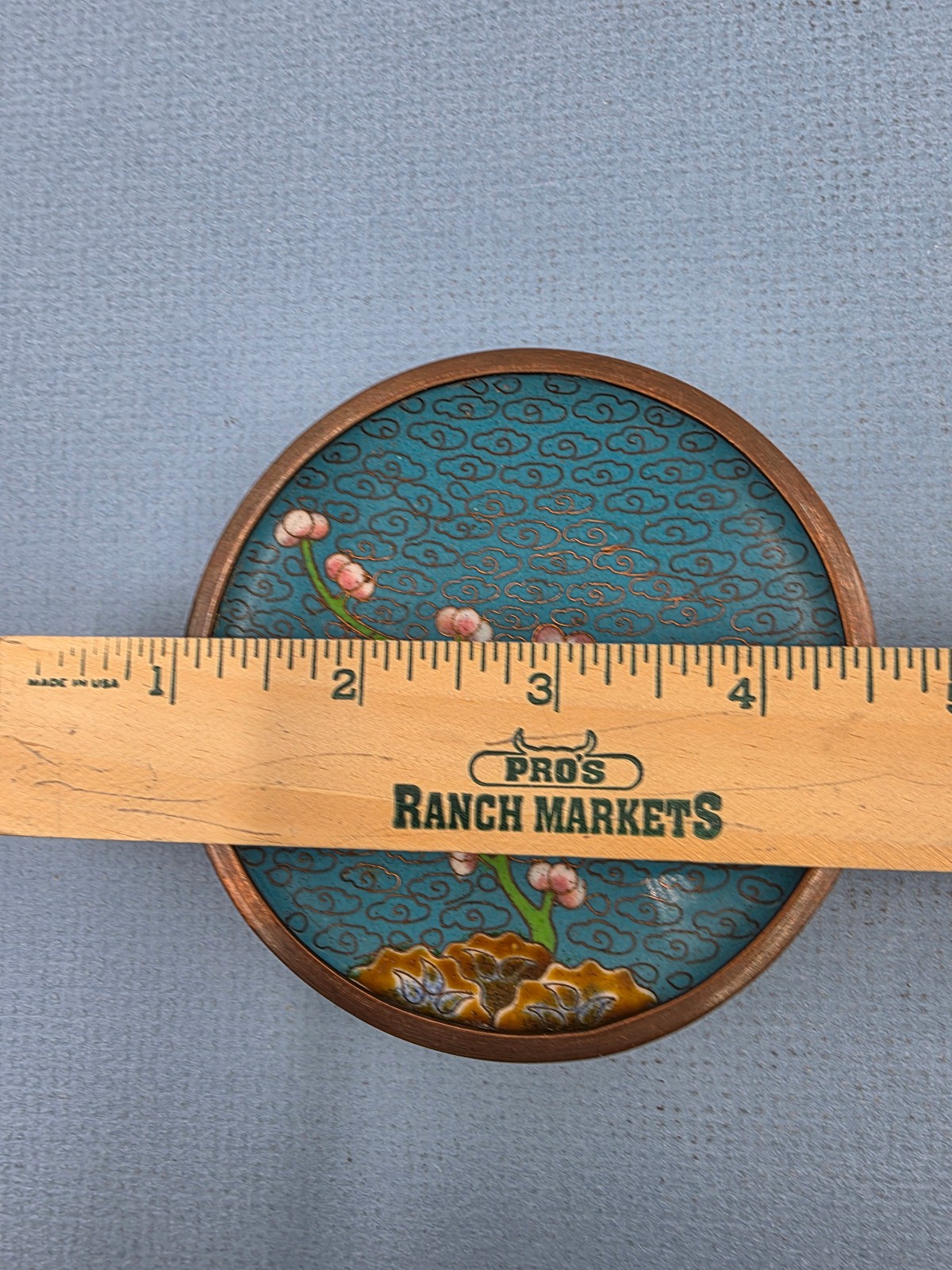 Vintage Set Of 2 Cloisonne Enamel On Copper Trinket Dish W Floral Design 3.75″