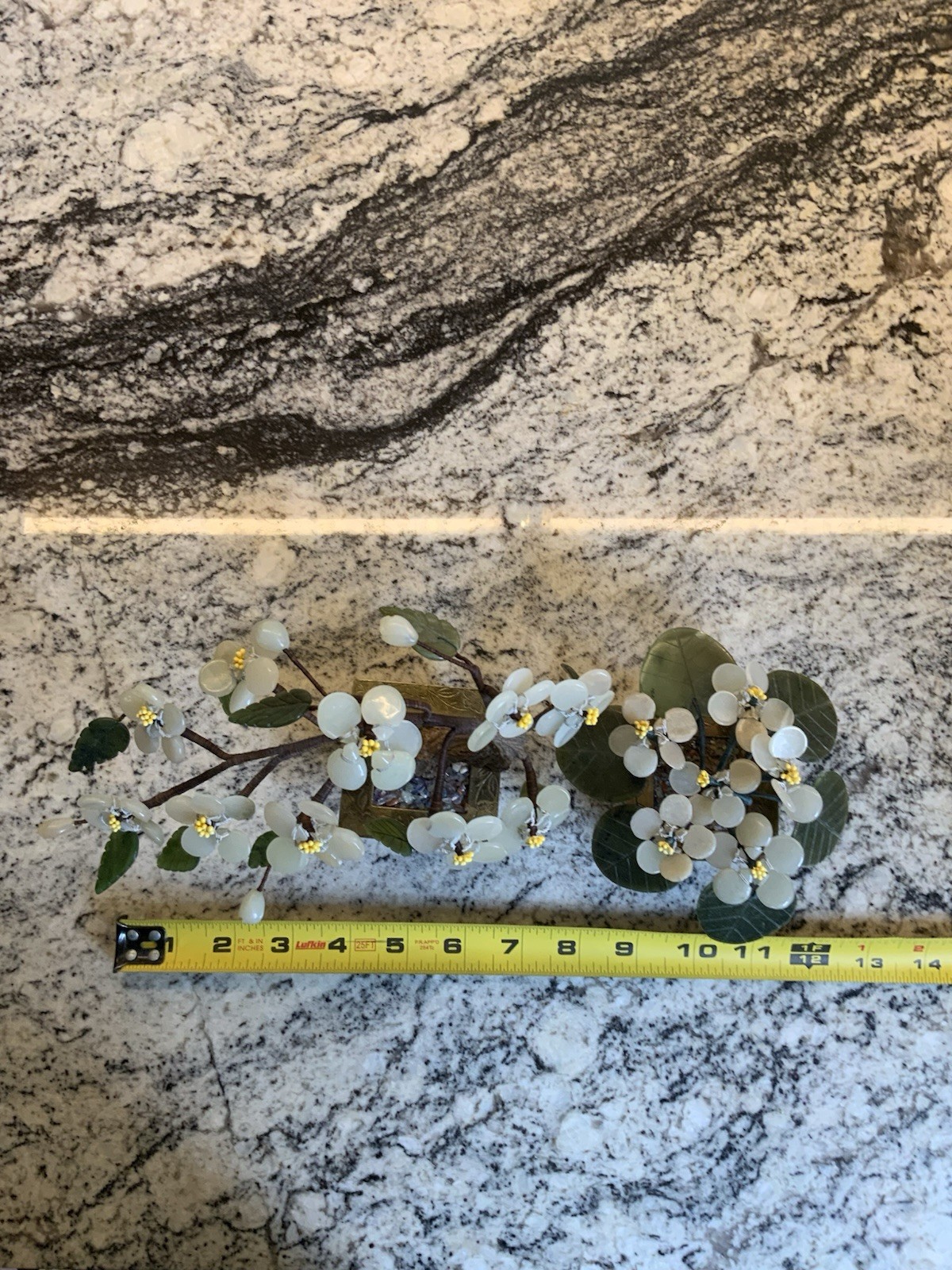 TWO Small Vintage Carved Jade Bonsai Trees Hong Kong