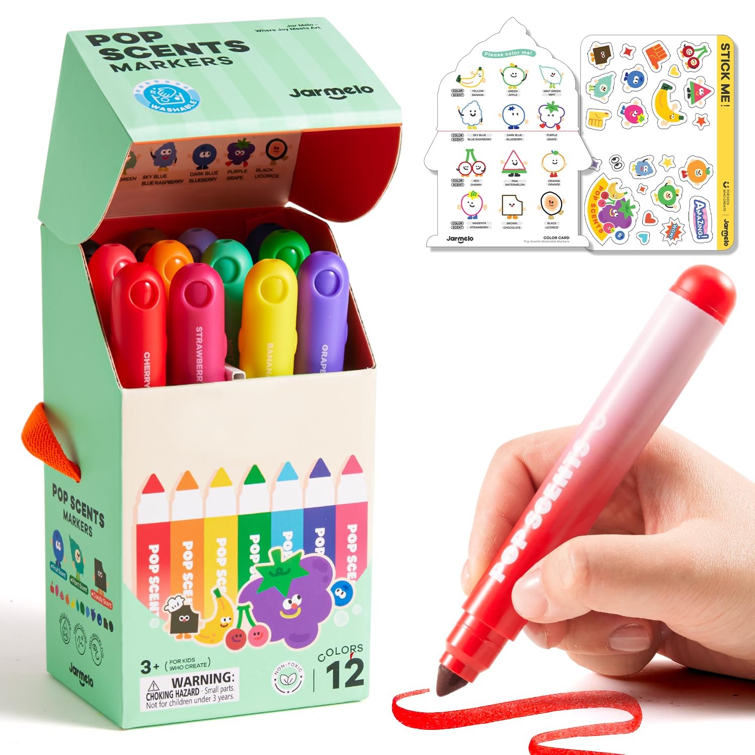 Jar Melo Scented Washable Markers for Kids 12 Count (Pack of 1), Multicolor
