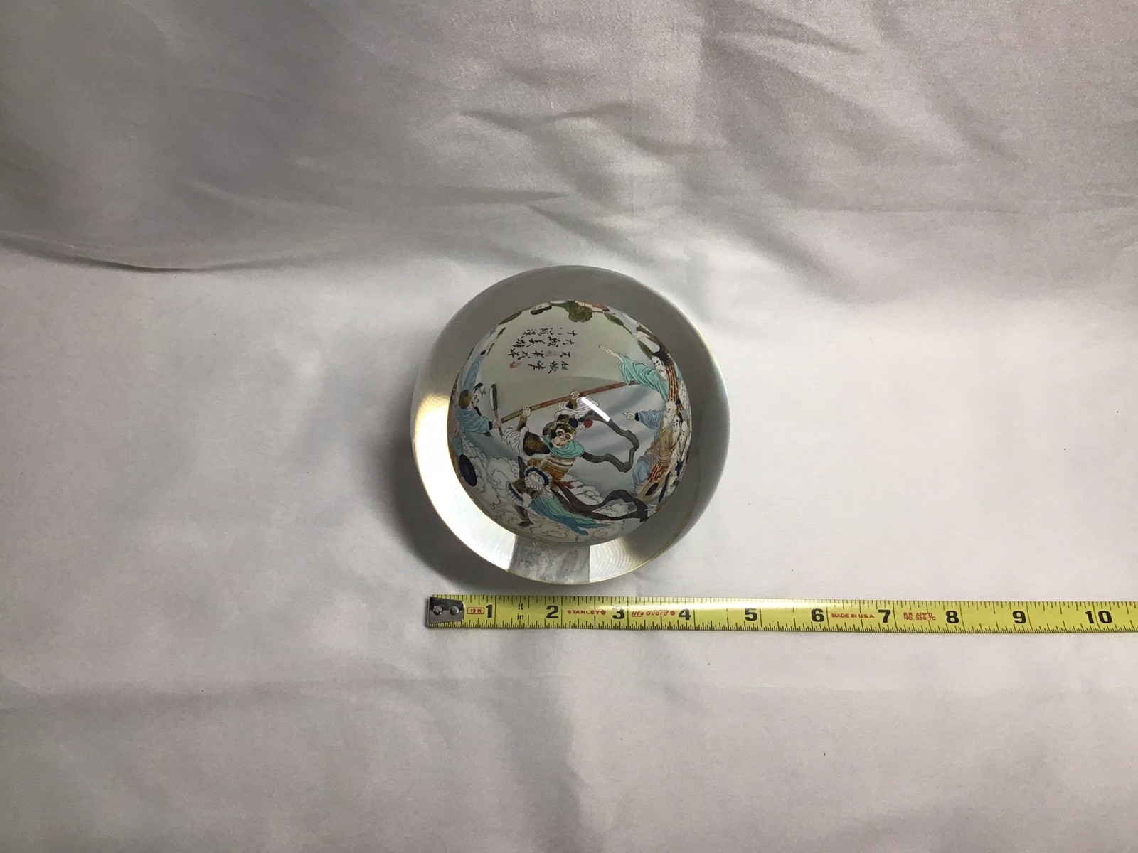 Chinese Reverse Handpainted Glass Sphere Orb Globe 3″ Diameter