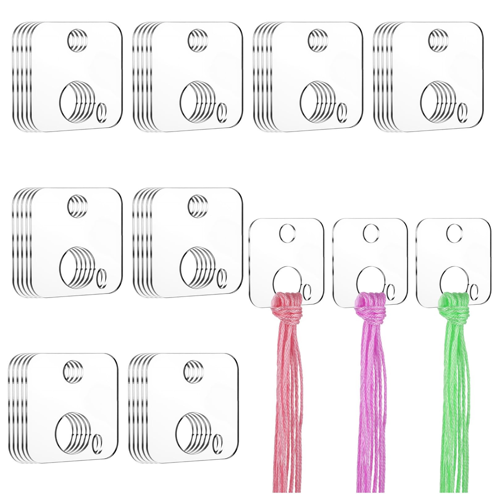 40PCS Acrylic Embroidery Floss Drop for Thread, Square Transparent