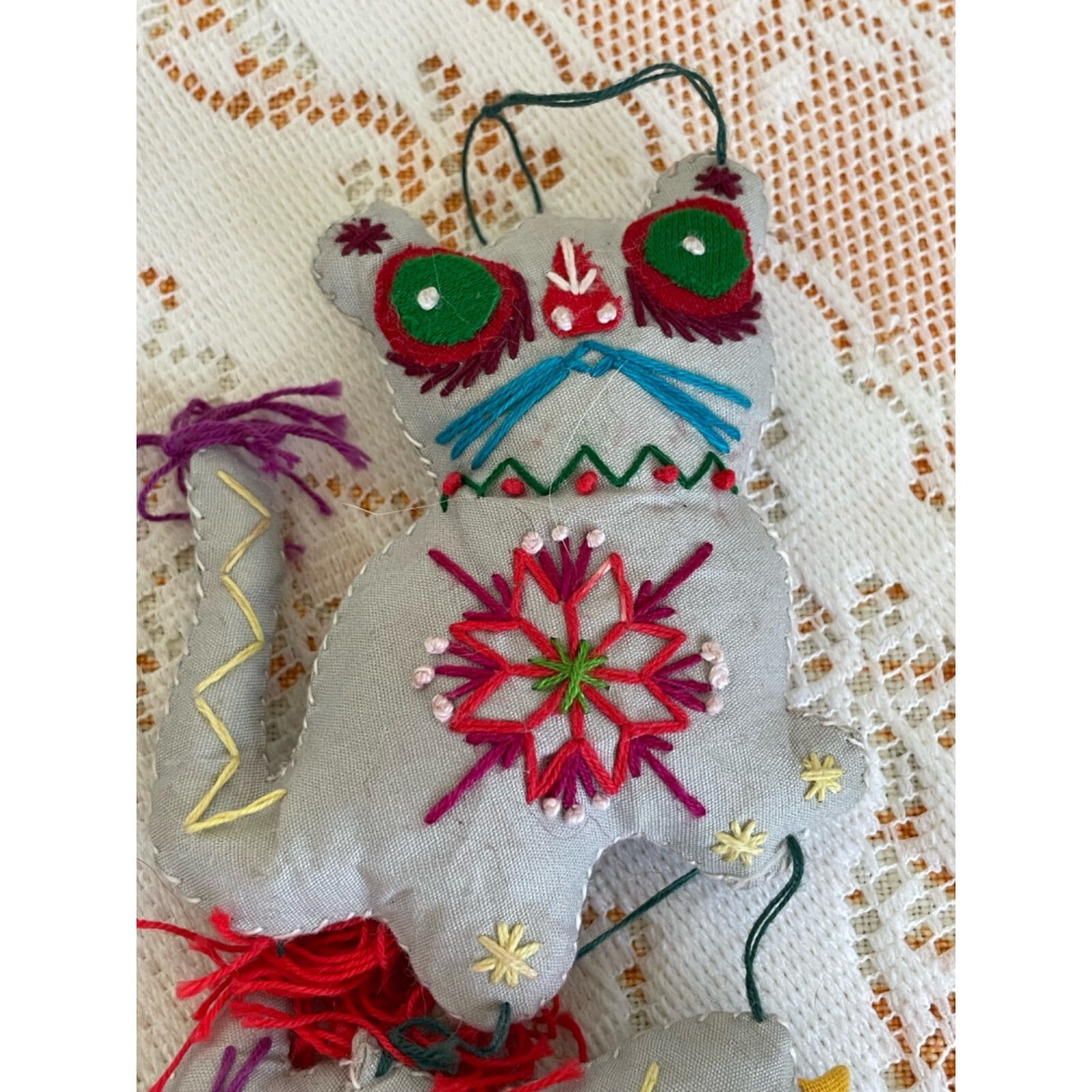 Vintage Folk Art Garland Ornaments Chinese Animals Embroidered Signs Of Zodiac