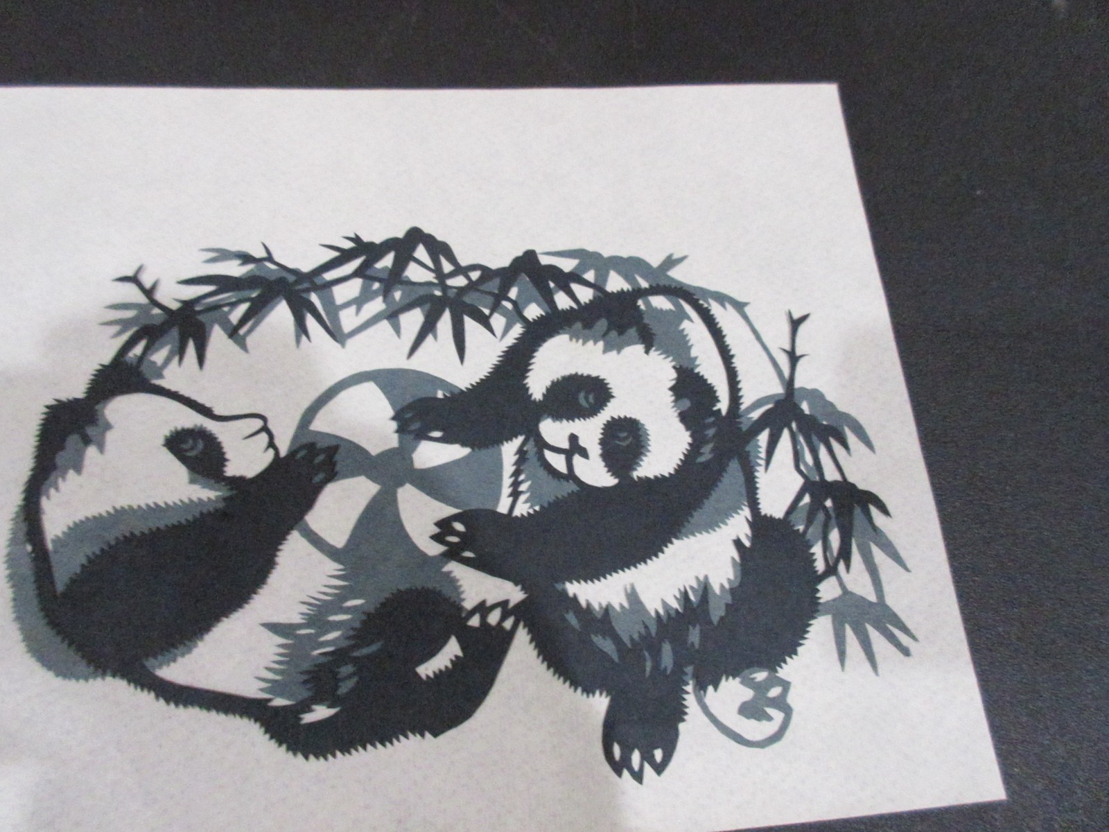 Vtg. Chinese Paper-Cuts Folk Art Panda & Bamboo (6)