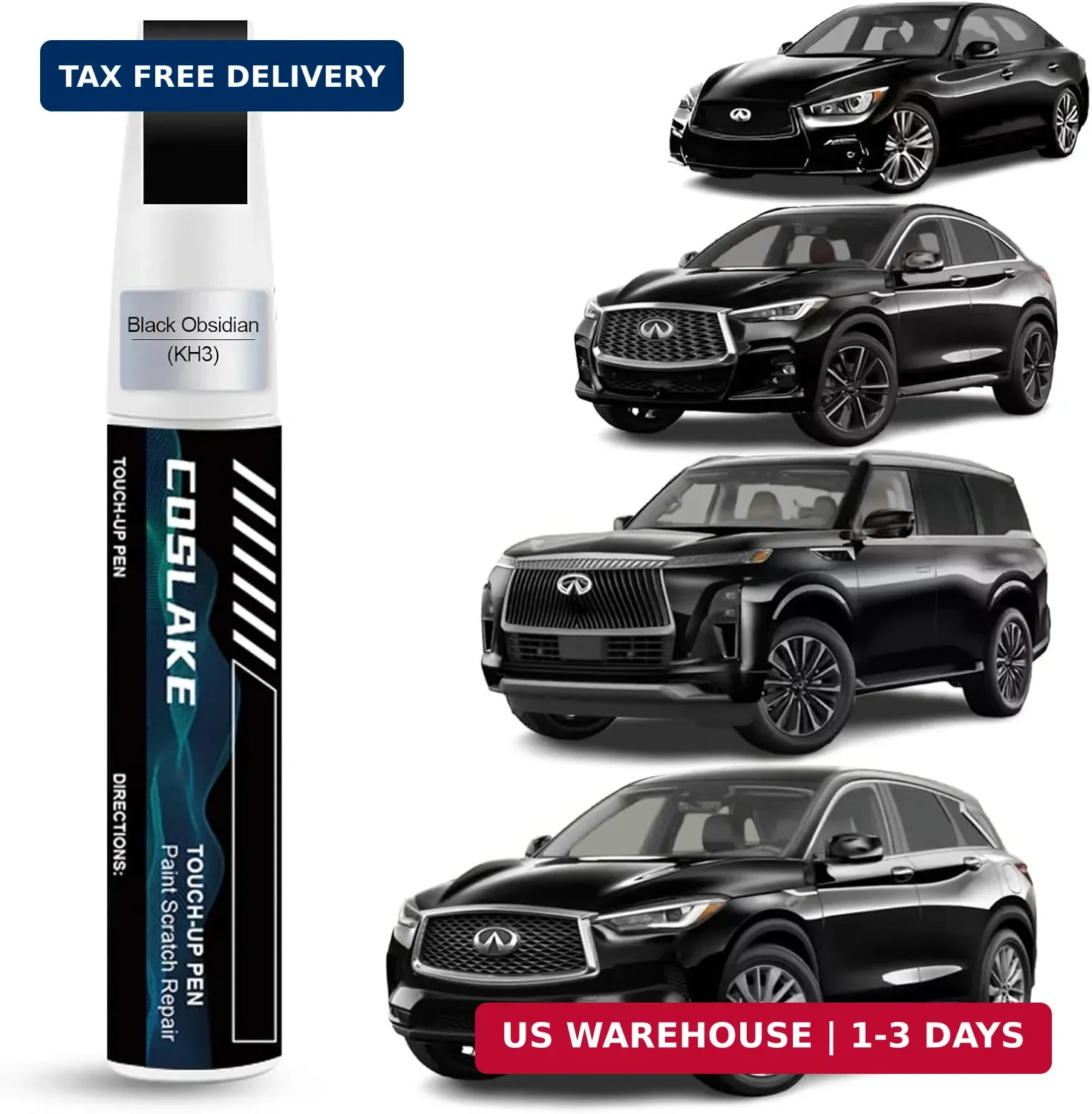 Car Touch Up Paint(Black Obsidian(KH3)) for INFINITI, Car Paint Scratch Repair K