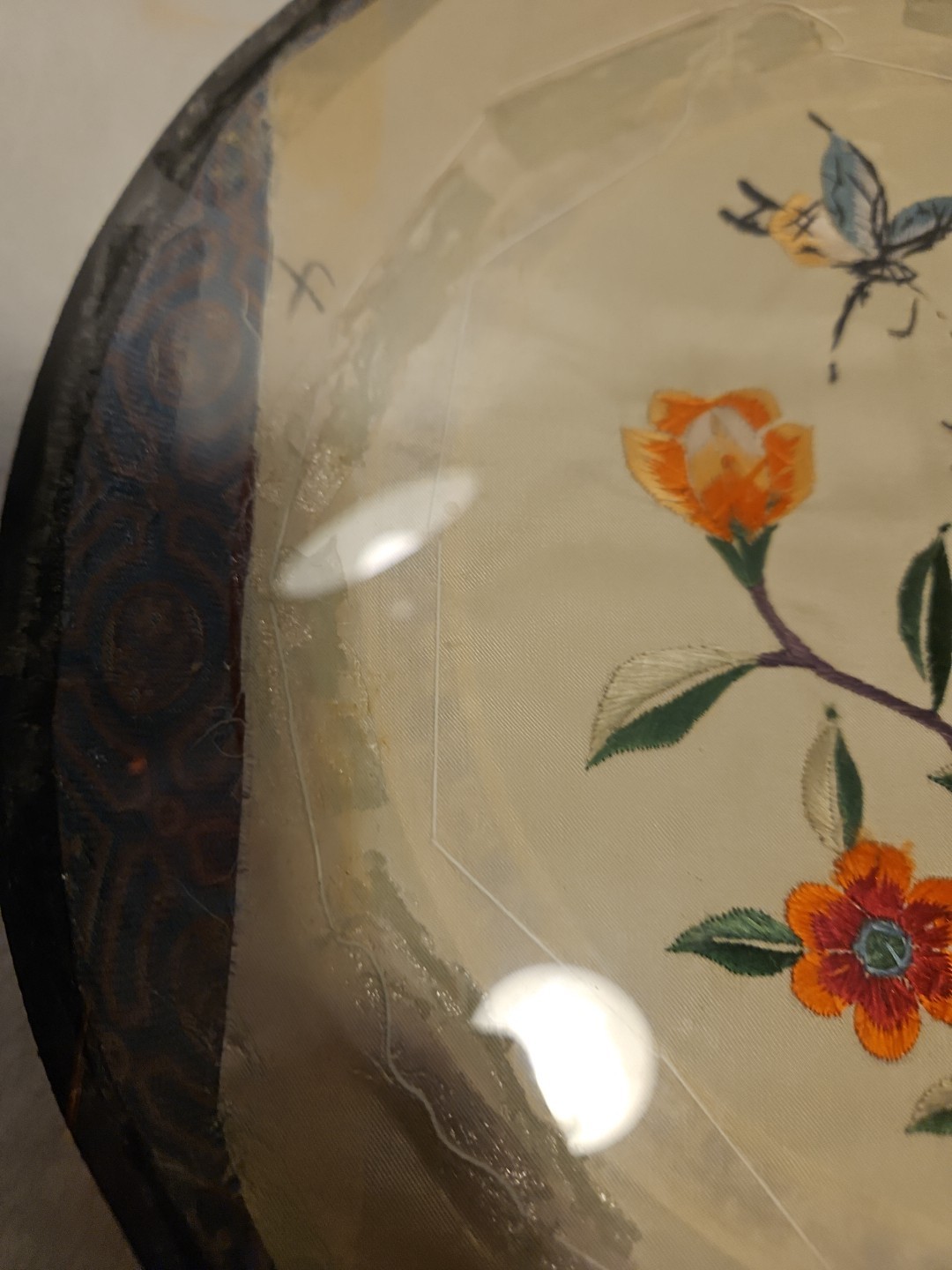 Vintage Bamboo Floating Framed Silk Embroidery Art Panel China 14 X 14 In