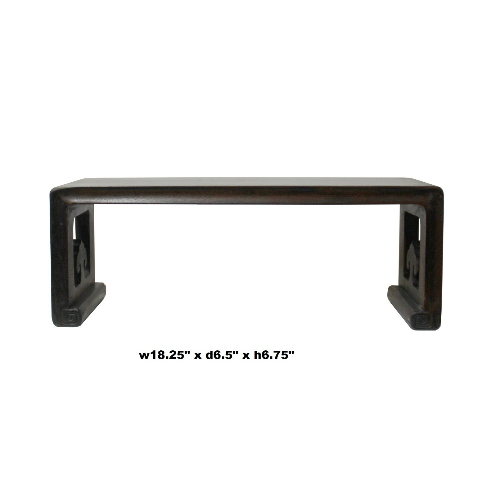 Brown Rosewood Oriental Ru Yi Carving Rectangular Display Table Stand cs5590