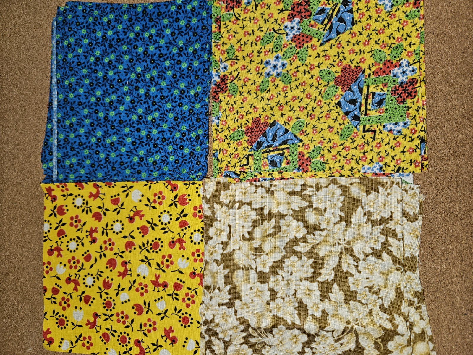 Lot Of 250 VTG Quilting Squares 5″ All Flower Themed, Cotton & Poly Blends