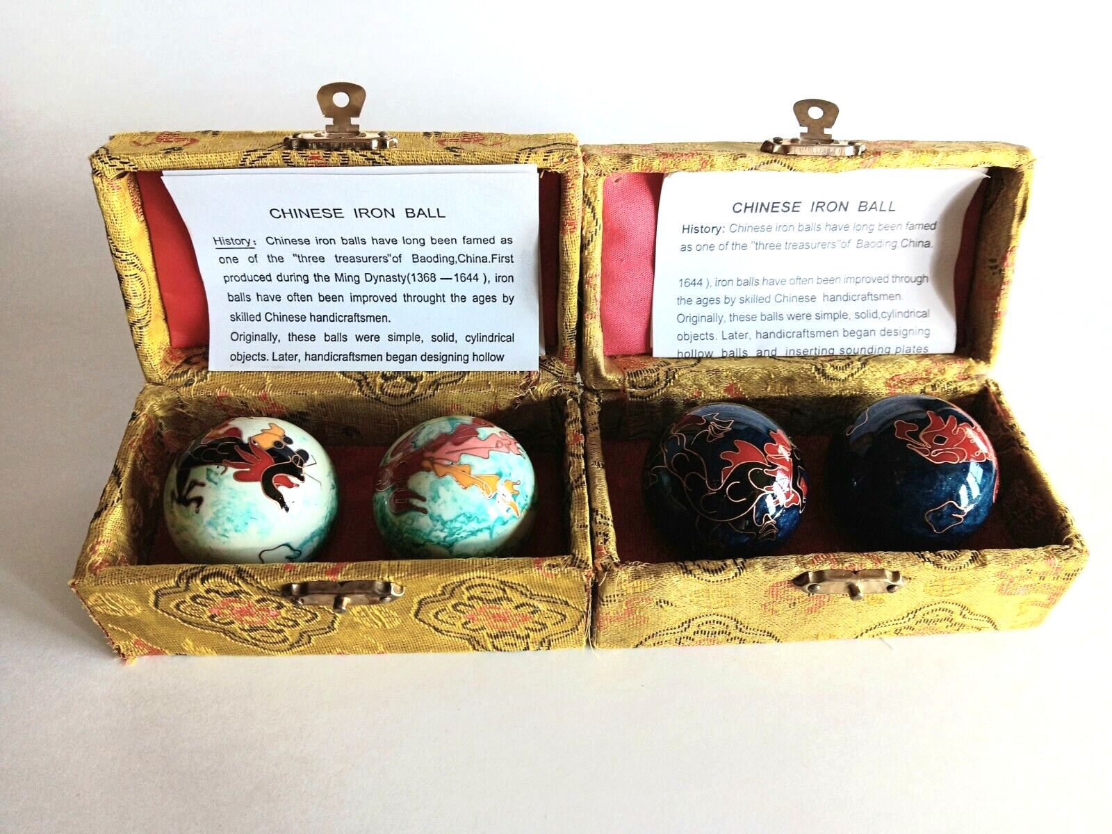 2 sets of Chinese Healthy Therapy Chrome Balls /40mm/Dragon &Phoenix/Exercise
