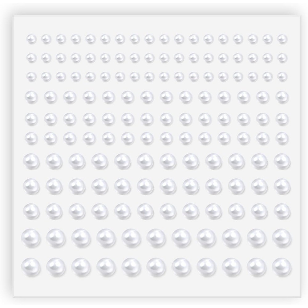 Self Adhesive Hair Pearls Gem White Jewel Stickers for Face Body Nail Art Phone