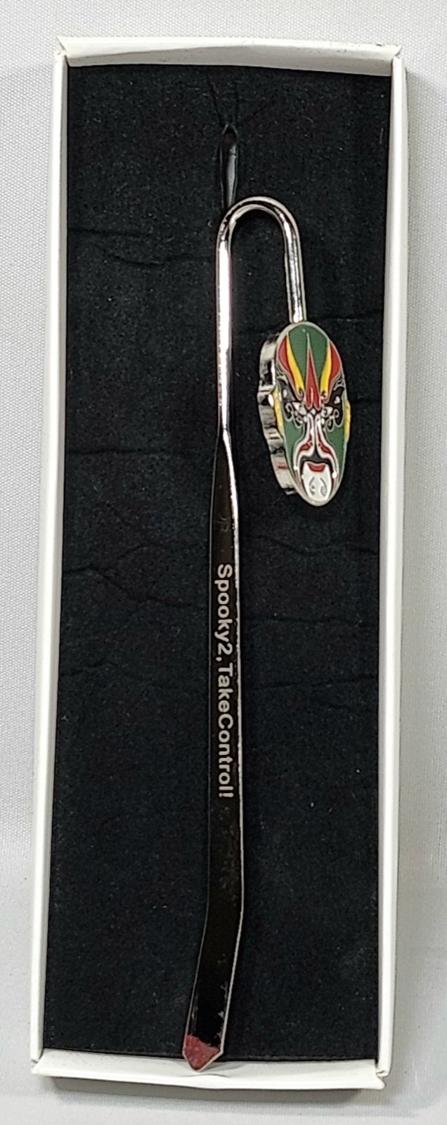 BEIJING OPERA MASK BOOKMARK Silvertone Metal Colorful 5.5″ Collectible