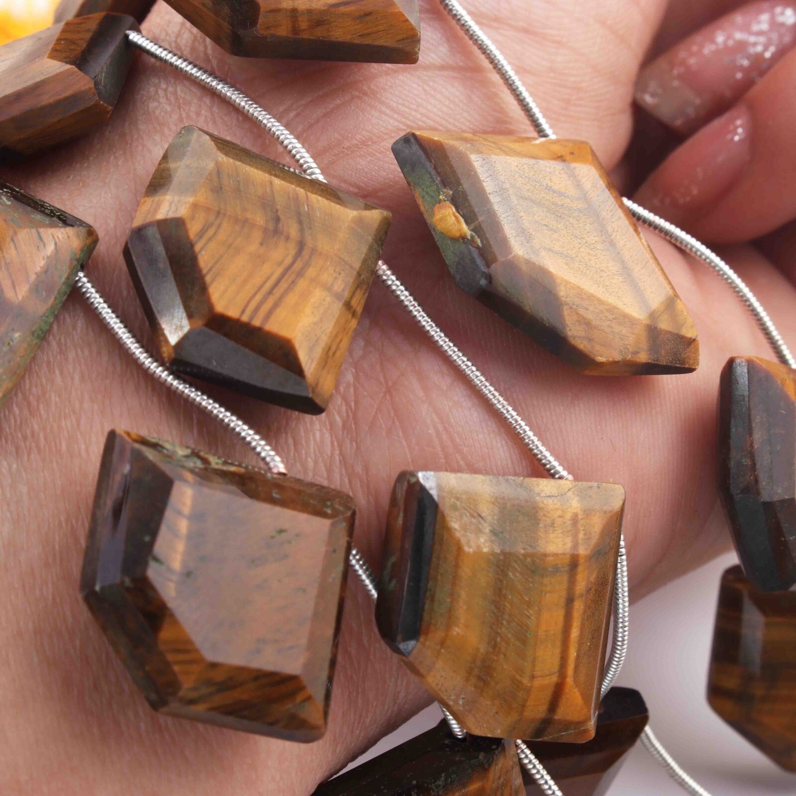 1 Strand Brown Tiger Eye Faceted Briolettes – Fancy Briolettes -17mmx21mm-25mm