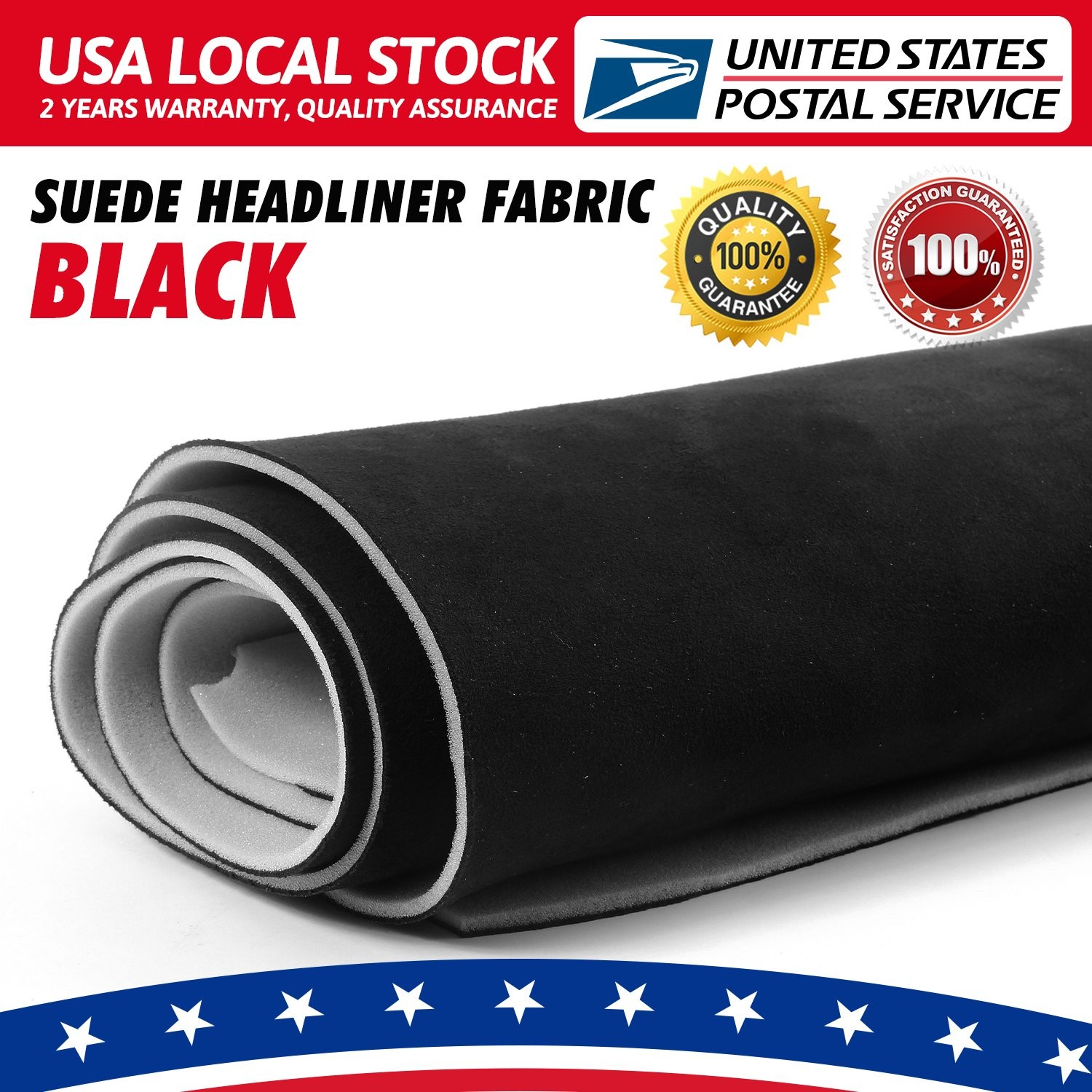 3MM Black Suede Headliner Fabric 80″x60″ Foam Backed for Car Inner Roof Repair