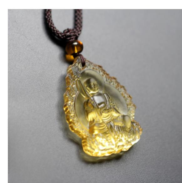 48MM Chinese Yellow Coloured Glaze Carving Buddhism Ksitigarbha Buddha Pendant