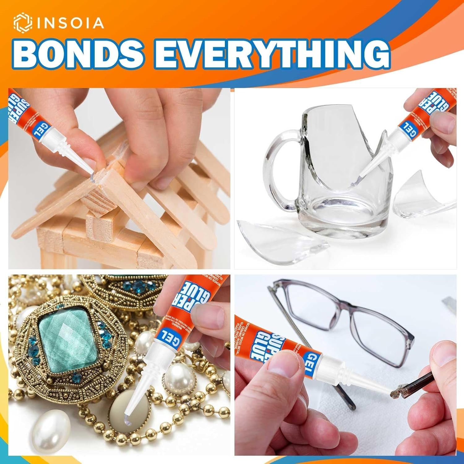 Glue Gel Clear Non-Drip, 24 X 3G All Purpose Strong Adhesive Ca Glue Quick