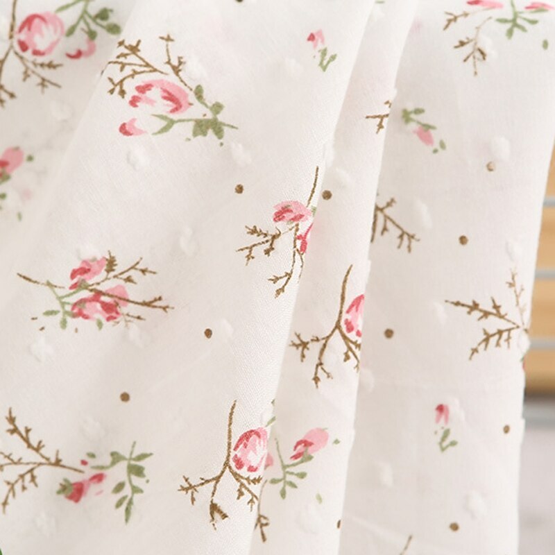 1Yard*145cm Polka Dot Jacquard Cotton Gauze Fabric Thin Floral Cotton