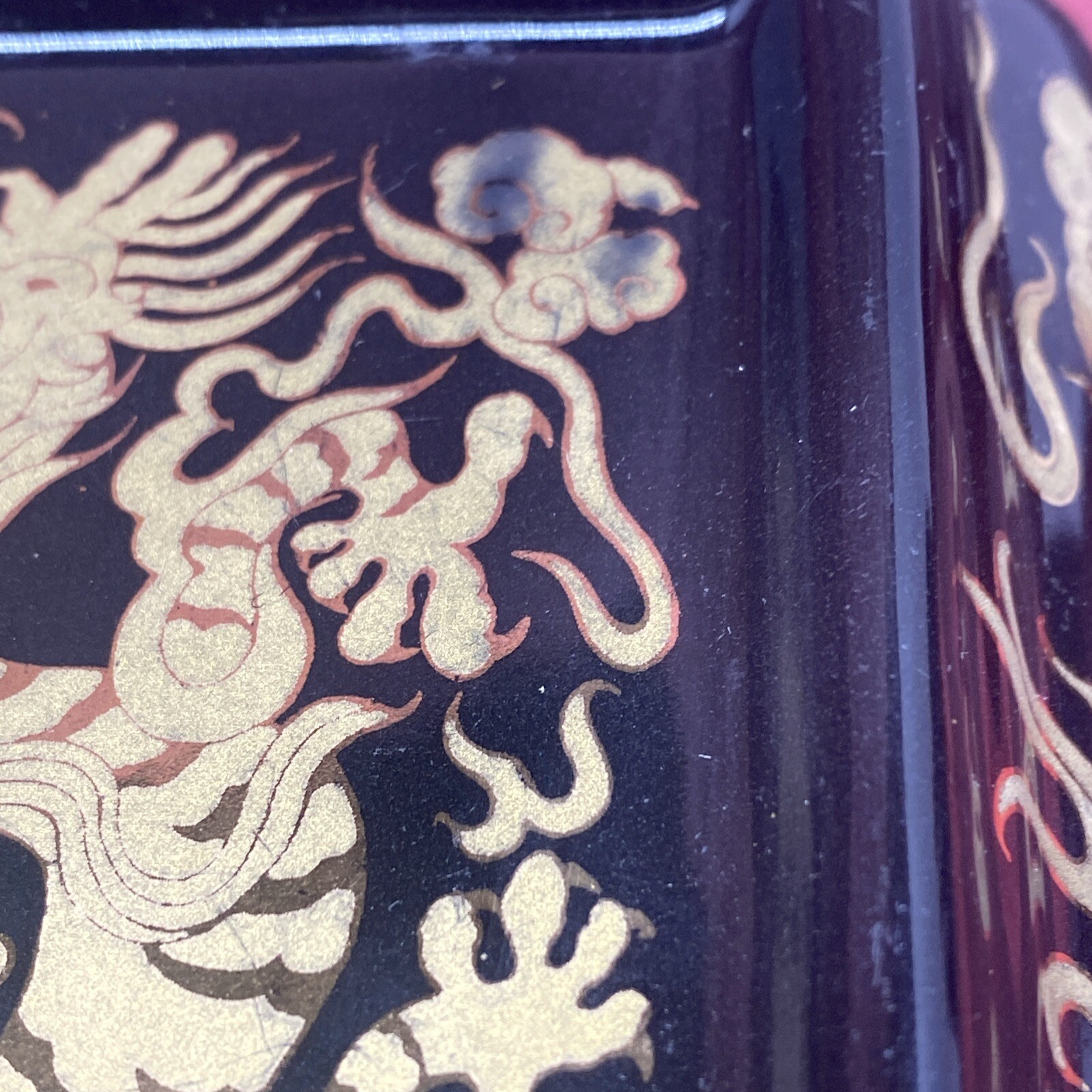 Black & Gold Dragon Trinket Base Candle Yi Lin Arts Treasures of China See Burn