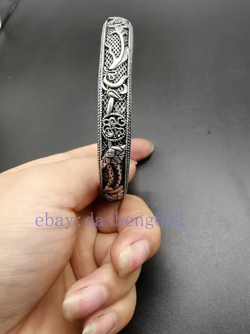 Exquisite Old Chinese handcarved crane flowers Bracelet