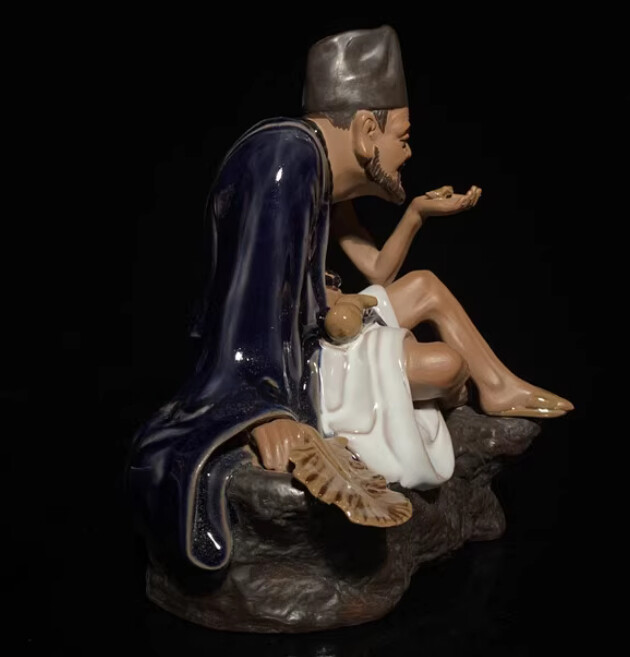 8.7″ China Pottery Porcelain Pure Handcrafted Living Buddha The Mad Monk Statue