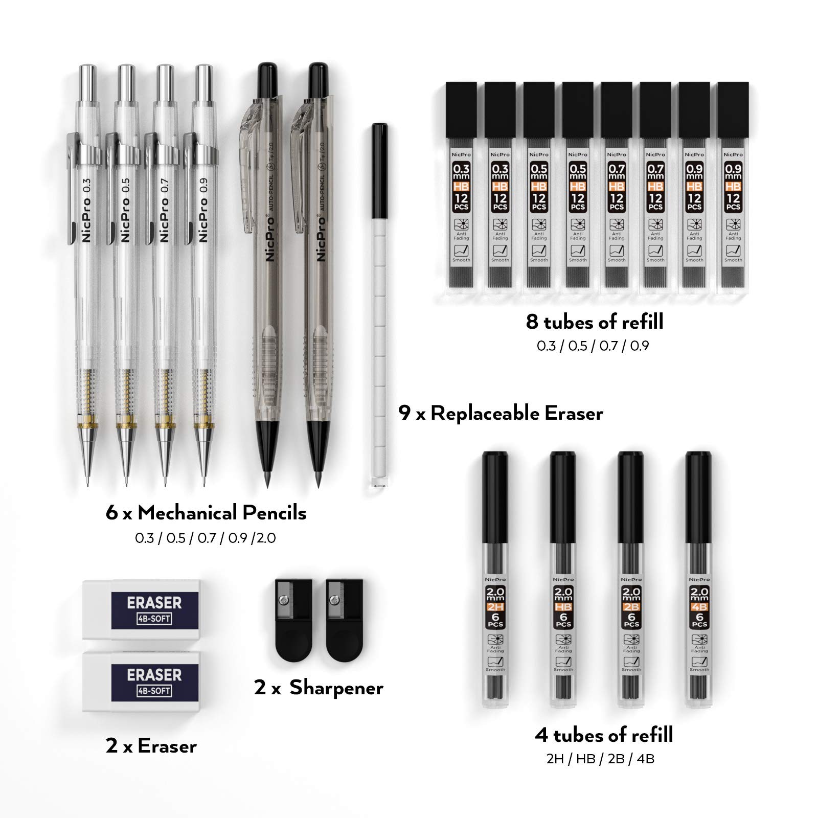 Set De Lapices Mecanicos De 6 Piezas Para Arte Y Dibujo Con Estuche