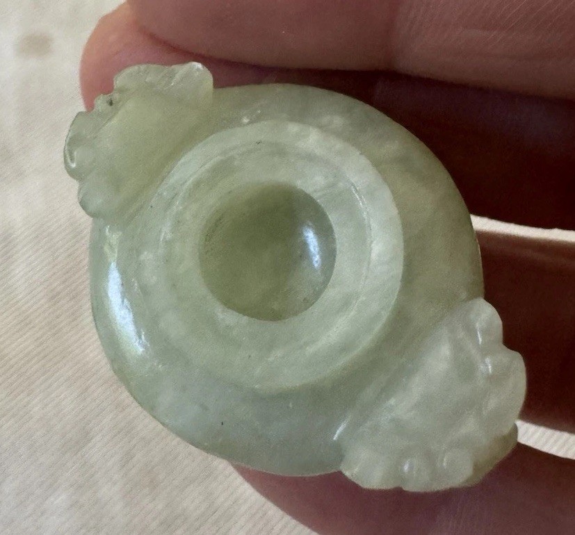 2 Vintage Rare Chinese Carved Jade – Miniature Foo Dog Incense Burners
