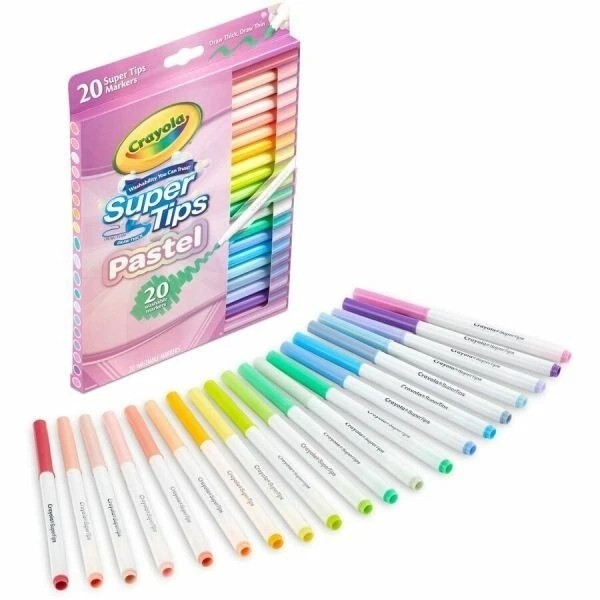 CRAYOLA Pastel – Super Tips Washable Medium Tip Markers – Pack of 20